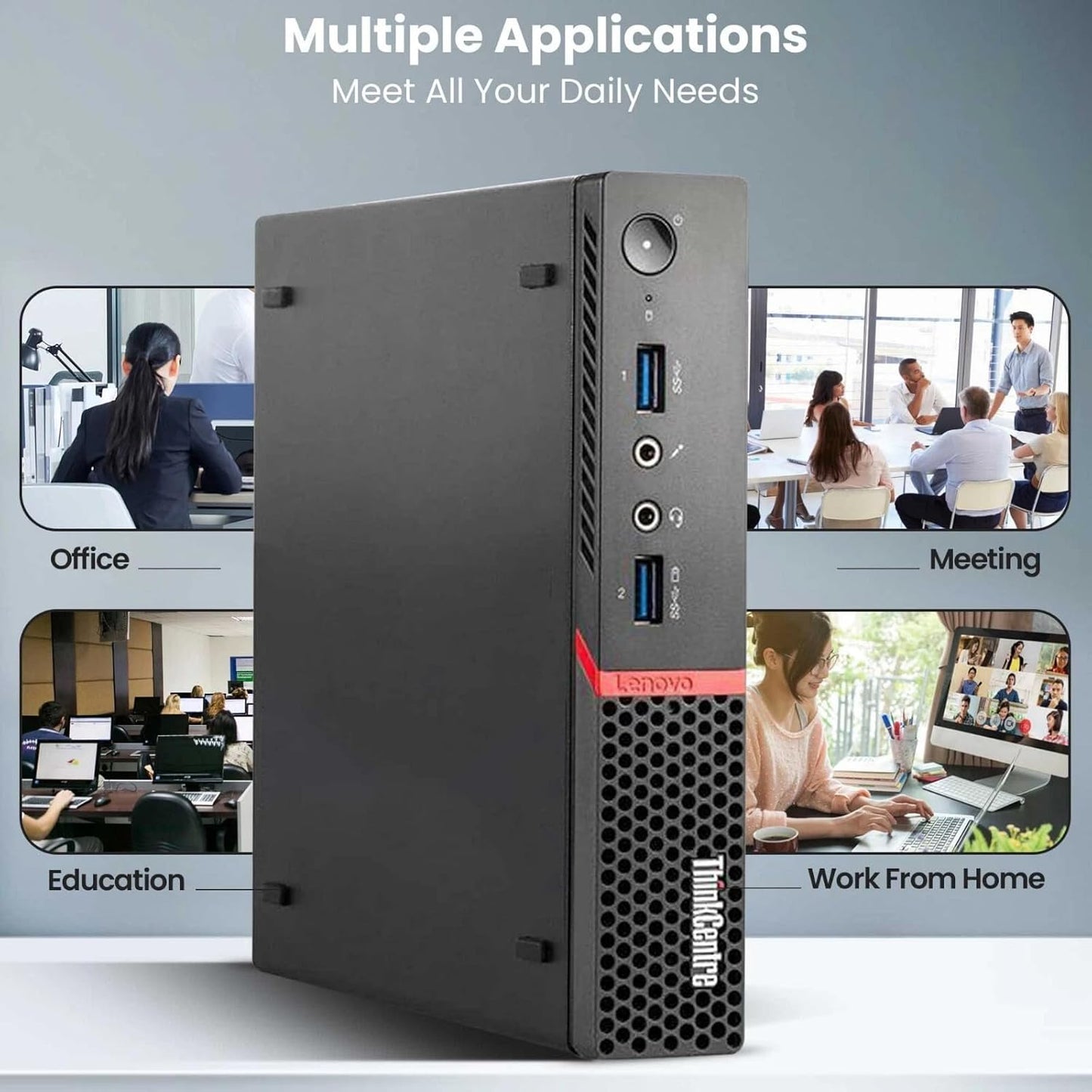 Lenovo ThinkCentre M700 Tiny Mini PC | Intel Core i5 6th Gen | 8GB RAM | 256GB SSD | Windows 10 Pro | WiFi | MS Office | VGA, DVI, HDMI & USB Ports | A+ Refurbished | 1 Year Warranty